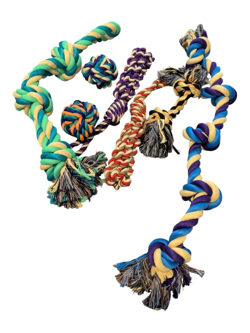 Colorful Braided Dog Rope Toy Set Of 7